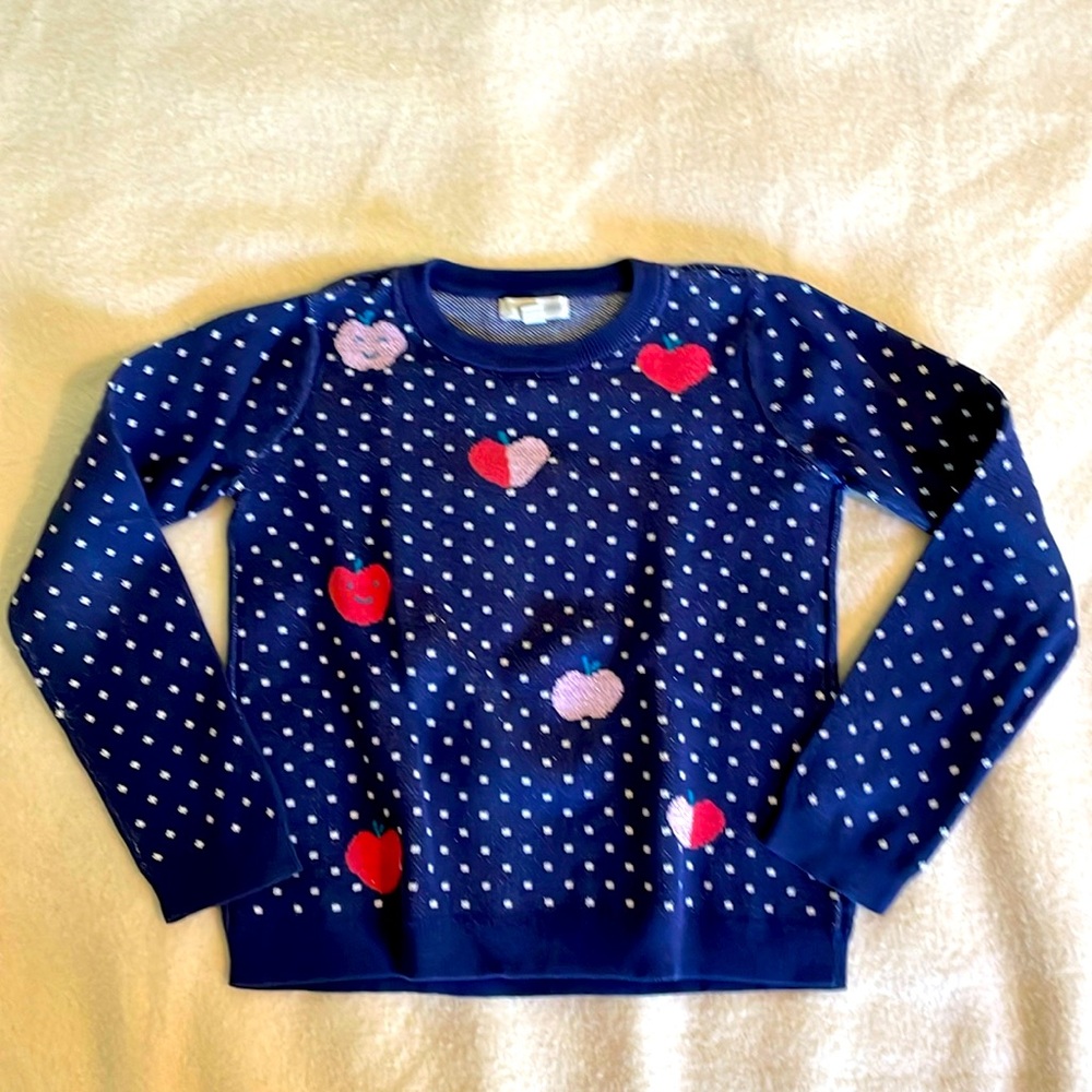 Tucker + Tate navy apple print sweater size 8